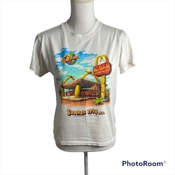 Vintage 1994 McDonald’s Flintstones Promo T-shirt White - Picture 1 of 6